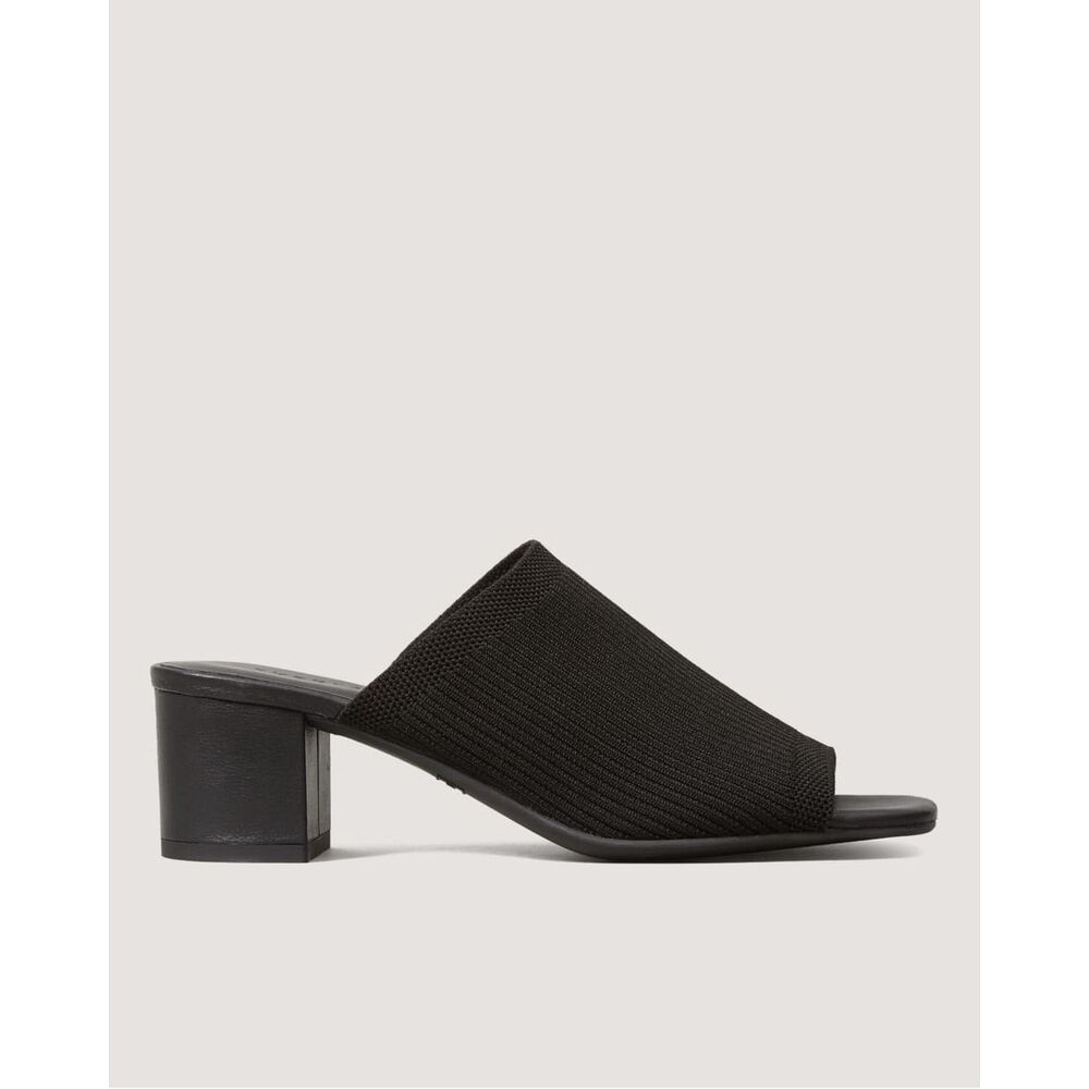 Everlane The Glove Mule in ReKnit Black Rib Knit Block Heel Sandals Size 7 NWB